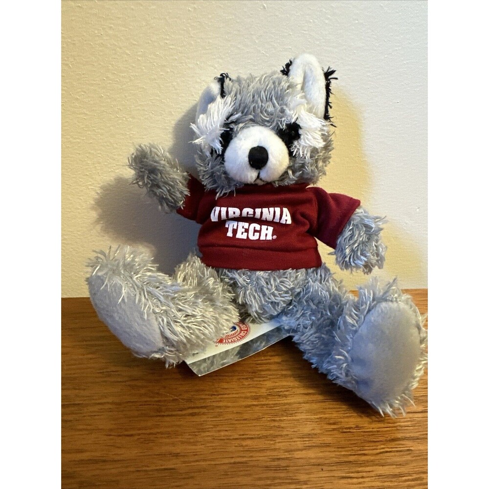It's All Greek To Me "Virginia Tech"  8" Plush Gray Black Racoon Cuddly Stuffed